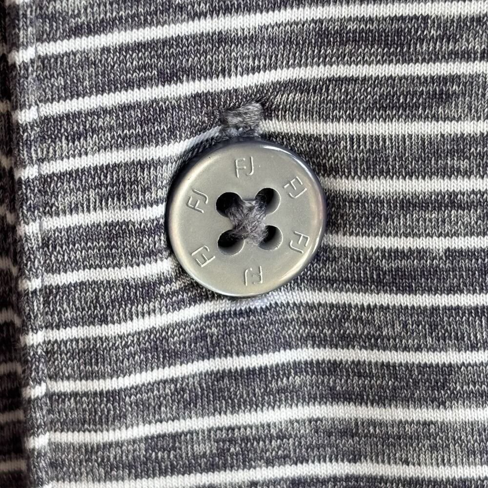 FJ FootJoy Golf Polo Shirt Men’s Medium Heather Gray & White Performance Stretch - Picture 11 of 11